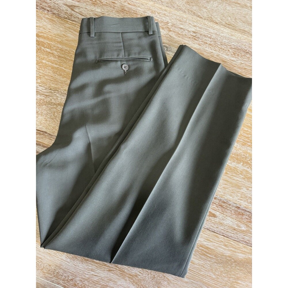 VTG Givenchy Monsieur Elite Wool Gabardine Pants Olive Brown High Rise Slacks 32